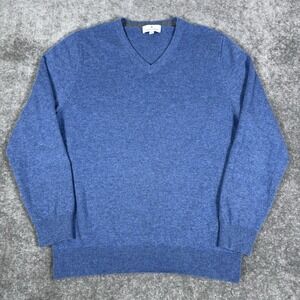 Toscano Firenze Sweater Men's Medium Blue Cashmere V-Neck Long Sleeve